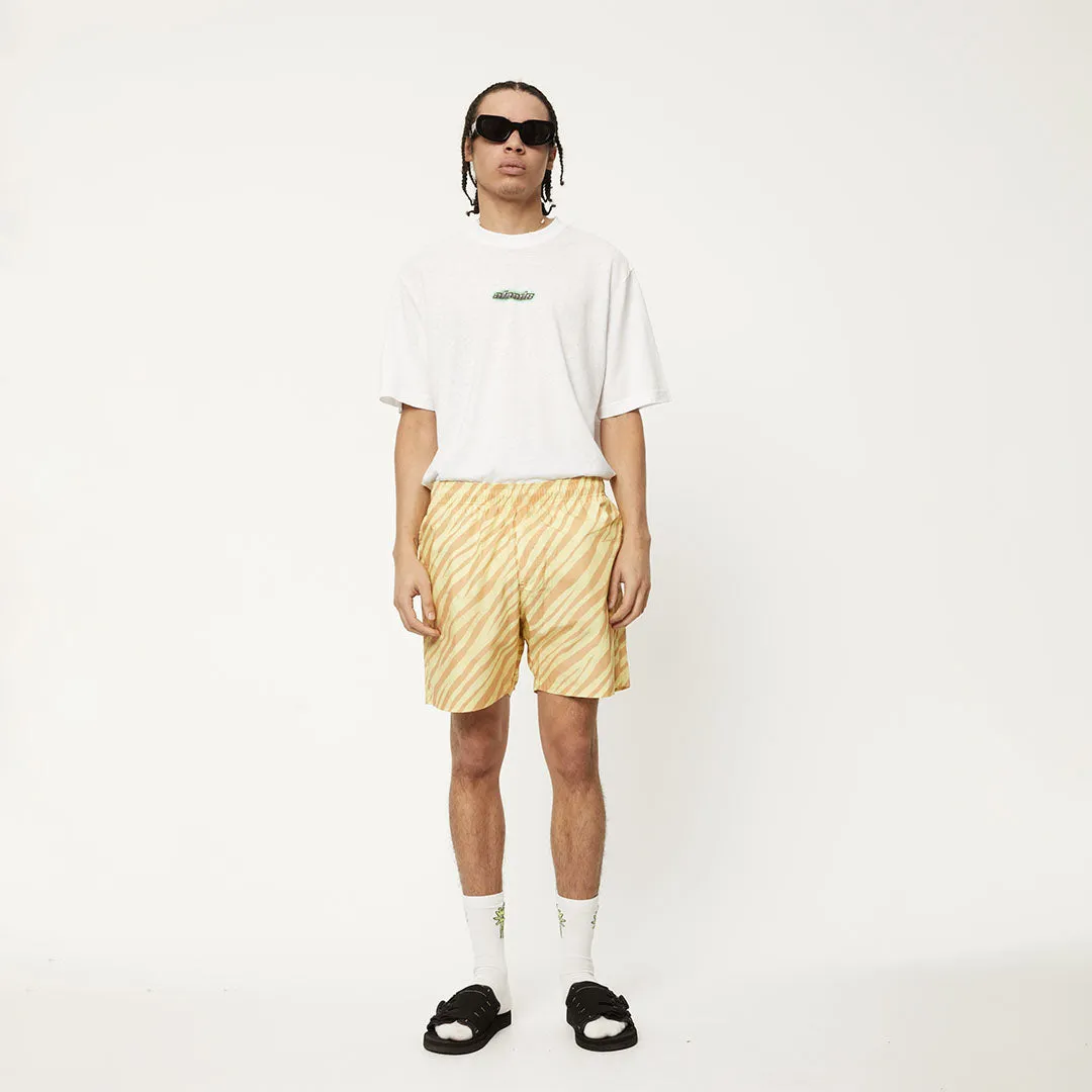 Afends Mens Baywatch Atmosphere - Organic Elastic Waist Shorts - Butter Stripe