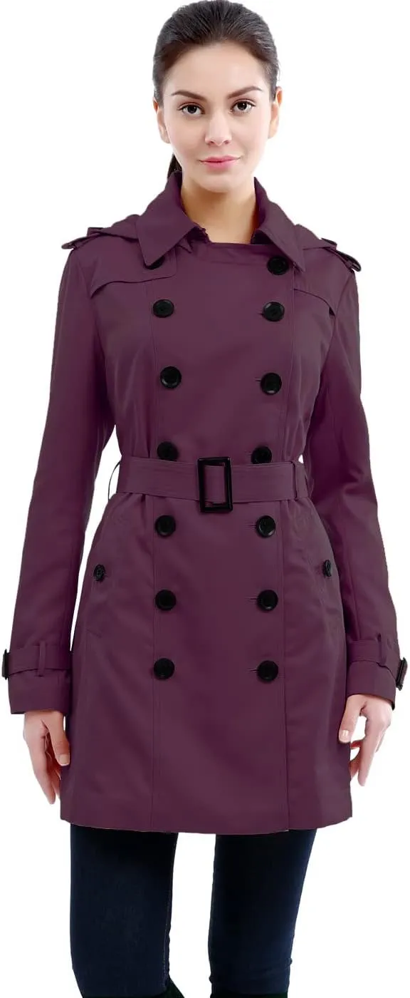 BGSD Women Leah Waterproof Hooded Mid Length Trench Coat