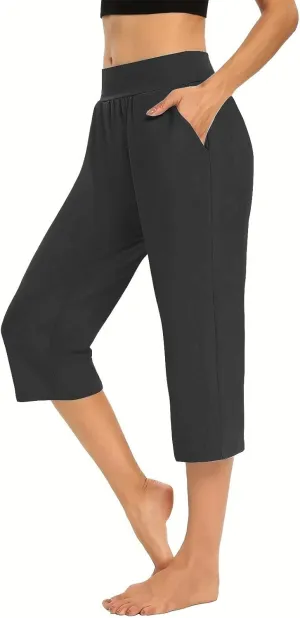 Capri Pants for Women High Waisted Athletic Yoga Workout Gym Jogger Sweatpants Summer Casual Wear Cropped Trousers