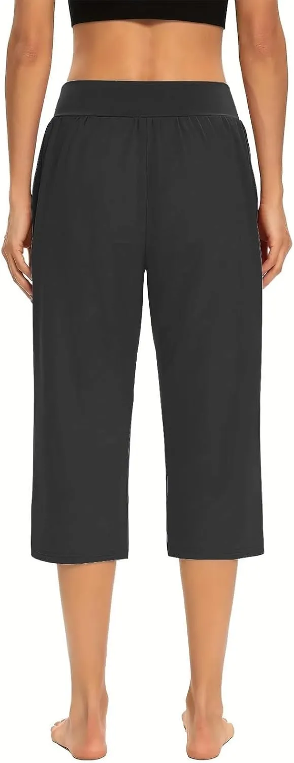 Capri Pants for Women High Waisted Athletic Yoga Workout Gym Jogger Sweatpants Summer Casual Wear Cropped Trousers
