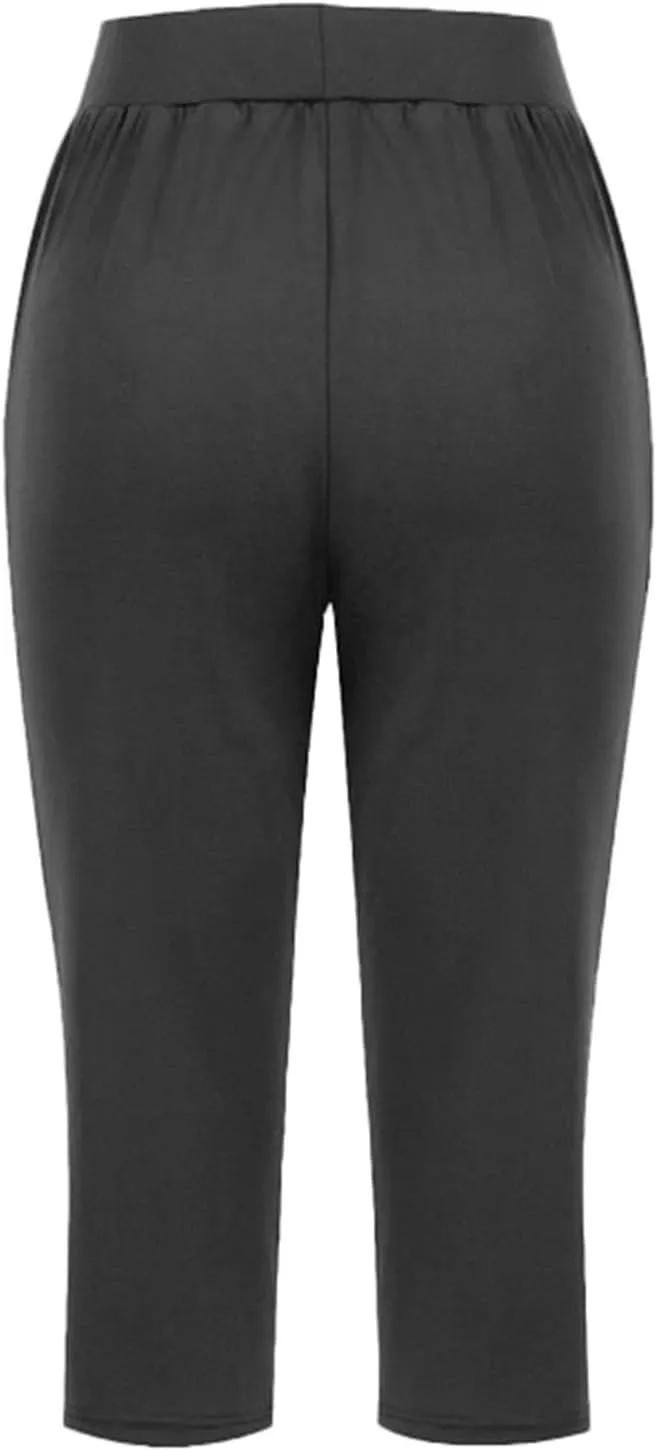 Capri Pants for Women High Waisted Athletic Yoga Workout Gym Jogger Sweatpants Summer Casual Wear Cropped Trousers