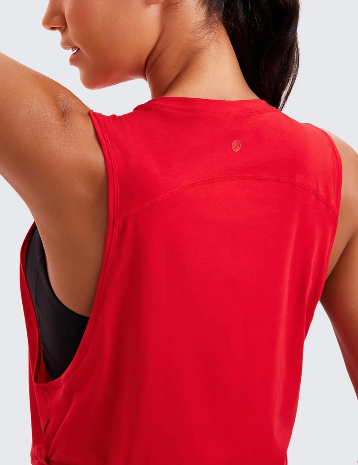 CRZ YOGA Pima Cotton Cropped Workout Tank Tops for Women - Sleeveless Sports Athletic Yoga Running Gym Crop Shirts