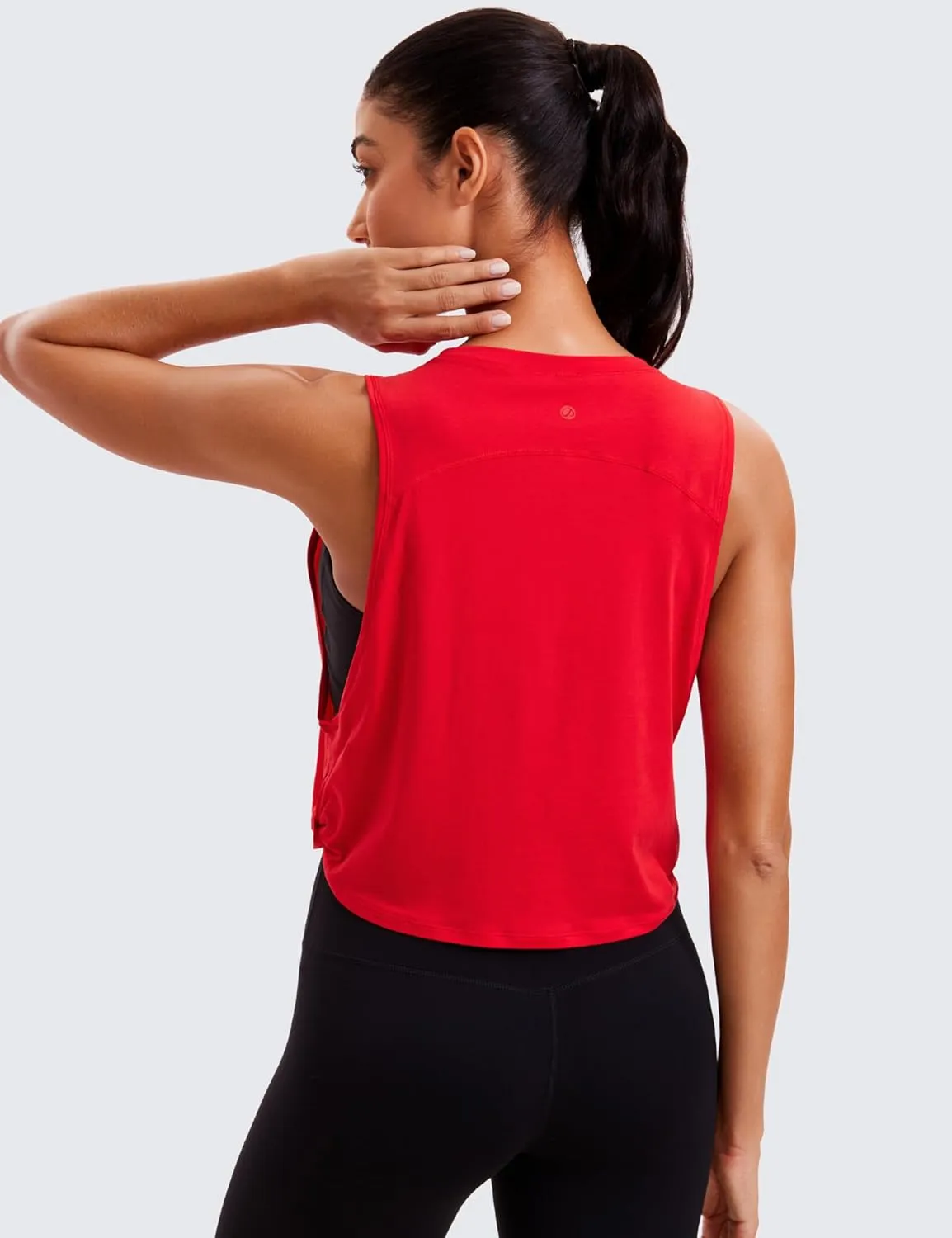 CRZ YOGA Pima Cotton Cropped Workout Tank Tops for Women - Sleeveless Sports Athletic Yoga Running Gym Crop Shirts