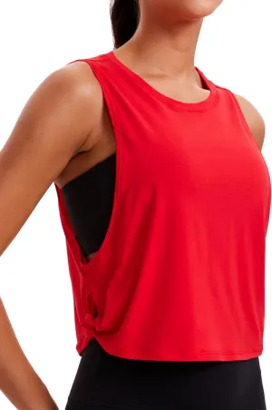 CRZ YOGA Pima Cotton Cropped Workout Tank Tops for Women - Sleeveless Sports Athletic Yoga Running Gym Crop Shirts