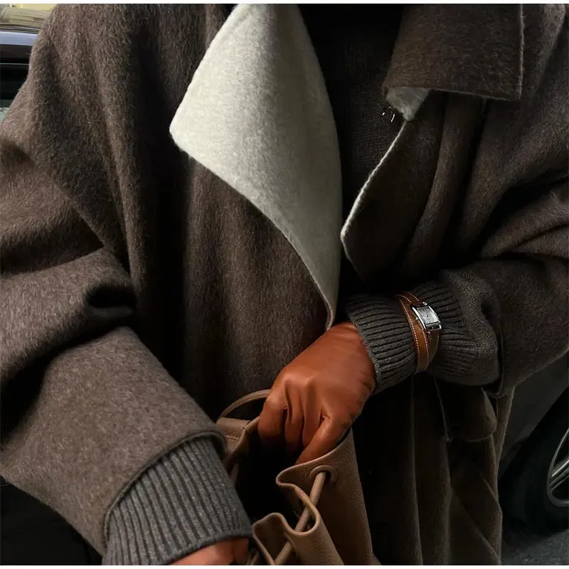 Elegant long trench coat wool coat classy fall coat