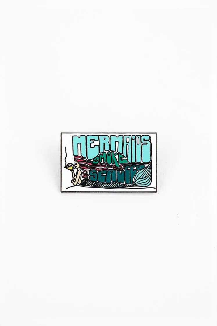 Enameled Pin - Mermaids Smoke Seaweed