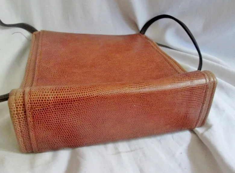 HANS KOCH LTD. SOHO LIZARD SKIN LEATHER shoulder bag flap purse BROWN Boutique