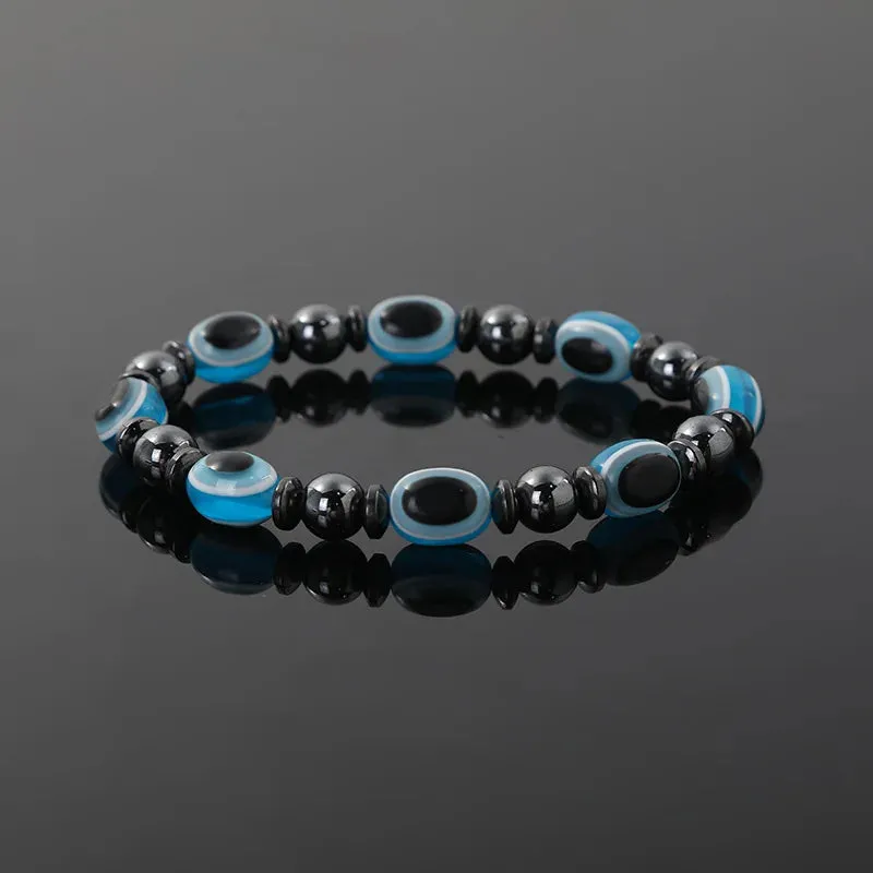 New Arrival Turkish Evil Eyes Bracelet Hematite Stone Therapy Health Care Magnetic Bangle Yoga Bracelets for Women Men Jewelry