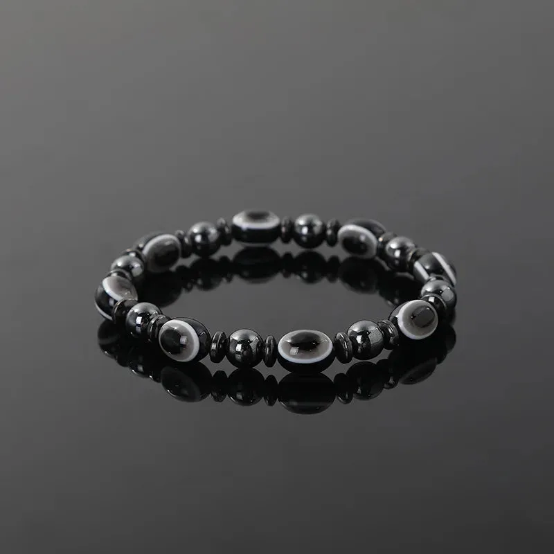 New Arrival Turkish Evil Eyes Bracelet Hematite Stone Therapy Health Care Magnetic Bangle Yoga Bracelets for Women Men Jewelry