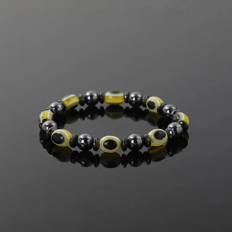 New Arrival Turkish Evil Eyes Bracelet Hematite Stone Therapy Health Care Magnetic Bangle Yoga Bracelets for Women Men Jewelry
