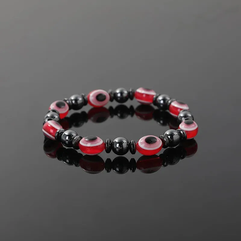 New Arrival Turkish Evil Eyes Bracelet Hematite Stone Therapy Health Care Magnetic Bangle Yoga Bracelets for Women Men Jewelry