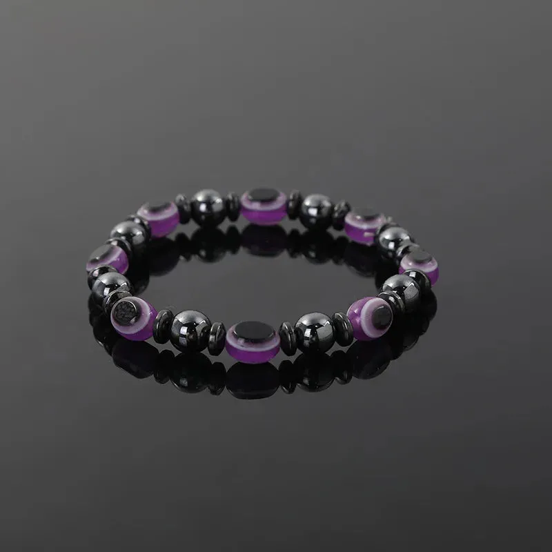 New Arrival Turkish Evil Eyes Bracelet Hematite Stone Therapy Health Care Magnetic Bangle Yoga Bracelets for Women Men Jewelry