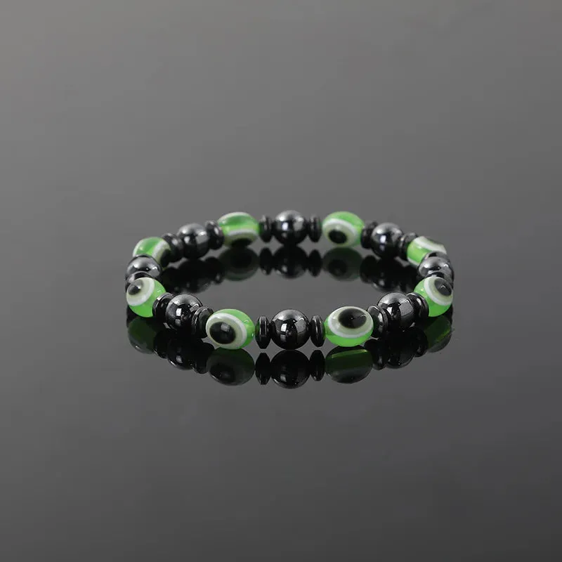 New Arrival Turkish Evil Eyes Bracelet Hematite Stone Therapy Health Care Magnetic Bangle Yoga Bracelets for Women Men Jewelry