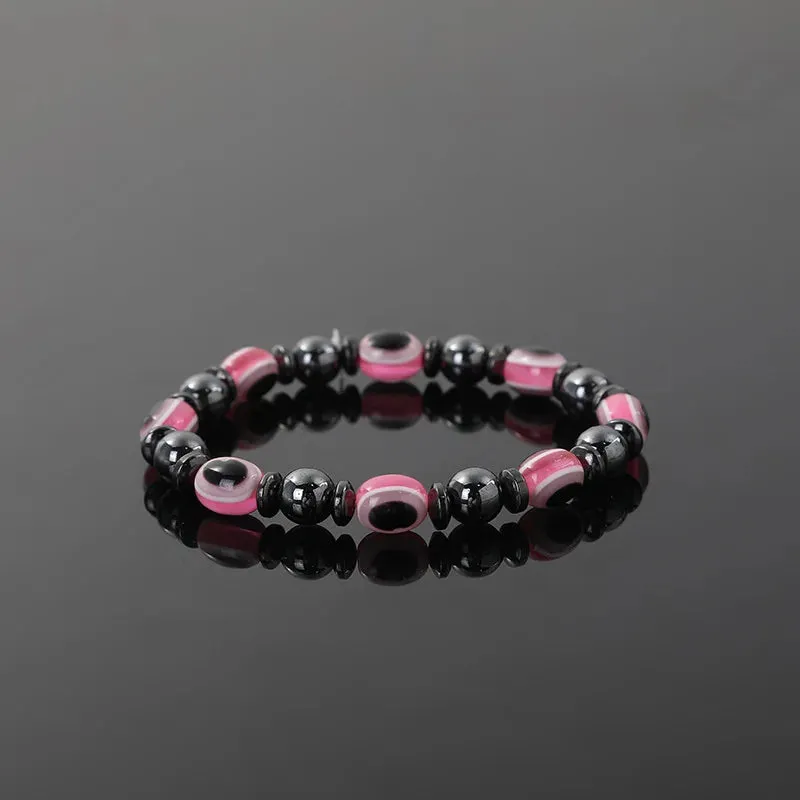 New Arrival Turkish Evil Eyes Bracelet Hematite Stone Therapy Health Care Magnetic Bangle Yoga Bracelets for Women Men Jewelry