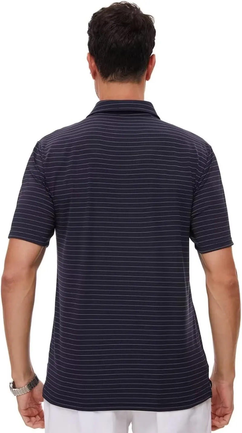 Pdbokew Men's Polo Shirts Short Sleeve Striped Golf Polo Shirt with Pocket