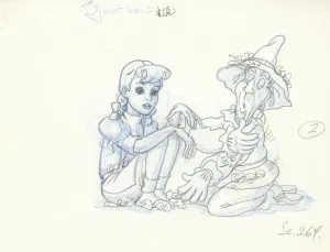 The Wizard of Oz Original Production Drawing: Dorothy and Scarecrow